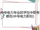 中专电力专业的学校中职有哪些(中专电力职校)