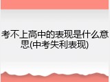 考不上高中的表现是什么意思(中考失利表现)