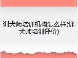 训犬师培训机构怎么样(训犬师培训评价)