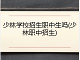 少林学校招生职中生吗(少林职中招生)