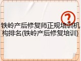 铁岭产后修复师正规培训机构排名(铁岭产后修复培训)
