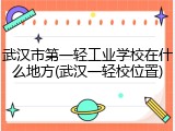 武汉市第一轻工业学校在什么地方(武汉一轻校位置)