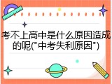 考不上高中是什么原因造成的呢("中考失利原因")