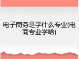 电子商务是学什么专业(电商专业学啥)