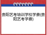 贵阳艺考培训学校学费(贵阳艺考学费)