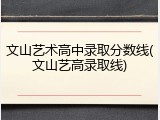 文山艺术高中录取分数线(文山艺高录取线)