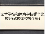 武术学校和体育学校哪个比较好(武校体校哪个好)