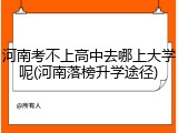 河南考不上高中去哪上大学呢(河南落榜升学途径)