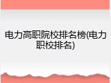 电力高职院校排名榜(电力职校排名)