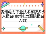 贵州电力职业技术学院多少人报名(贵州电力职院报名人数)