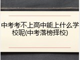 中考考不上高中能上什么学校呢(中考落榜择校)
