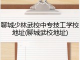 聊城少林武校中专技工学校地址(聊城武校地址)