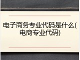 电子商务专业代码是什么(电商专业代码)