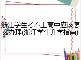 浙江学生考不上高中应该怎么办理(浙江学生升学指南)