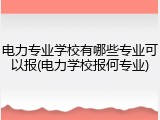 电力专业学校有哪些专业可以报(电力学校报何专业)