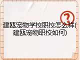 建瓯宠物学校职校怎么样(建瓯宠物职校如何)