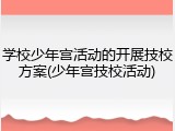 学校少年宫活动的开展技校方案(少年宫技校活动)