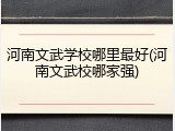 河南文武学校哪里最好(河南文武校哪家强)