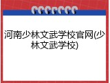 河南少林文武学校官网(少林文武学校)