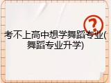 考不上高中想学舞蹈专业(舞蹈专业升学)