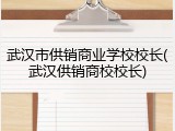 武汉市供销商业学校校长(武汉供销商校校长)