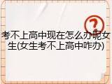 考不上高中现在怎么办呢女生(女生考不上高中咋办)