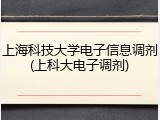 上海科技大学电子信息调剂(上科大电子调剂)