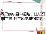 阿里噶尔县单招培训比较好的学校(阿里噶尔单招培训)