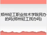 郑州轻工职业技术学院民办的吗(郑州轻工民办吗)