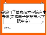 安徽电子信息技术学院有中专嘛(安徽电子信息技术学院中专)