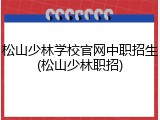 松山少林学校官网中职招生(松山少林职招)