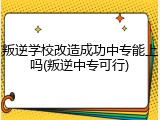 叛逆学校改造成功中专能上吗(叛逆中专可行)