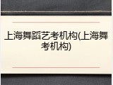 上海舞蹈艺考机构(上海舞考机构)