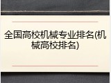 全国高校机械专业排名(机械高校排名)