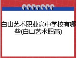 白山艺术职业高中学校有哪些(白山艺术职高)