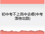 初中考不上高中去哪(中考落榜出路)