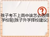 孩子考不上高中该怎么选择学校呢(孩子升学择校建议)