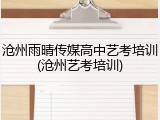沧州雨晴传媒高中艺考培训(沧州艺考培训)