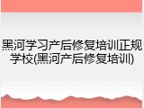 黑河学习产后修复培训正规学校(黑河产后修复培训)