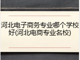 河北电子商务专业哪个学校好(河北电商专业名校)