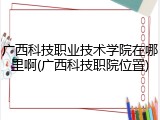 广西科技职业技术学院在哪里啊(广西科技职院位置)