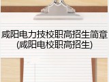 咸阳电力技校职高招生简章(咸阳电校职高招生)