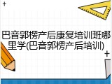 巴音郭楞产后康复培训班哪里学(巴音郭楞产后培训)