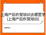 上海产后恢复培训去哪里学(上海产后恢复培训)