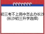 初三考不上高中怎么办长沙(长沙初三升学选择)