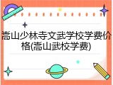 嵩山少林寺文武学校学费价格(嵩山武校学费)