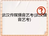 武汉传媒播音艺考(武汉播音艺考)