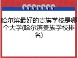 哈尔滨最好的贵族学校是哪个大学(哈尔滨贵族学校排名)