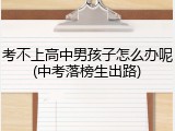 考不上高中男孩子怎么办呢(中考落榜生出路)