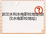 武汉水利水电职校地址(武汉水电职校地址)